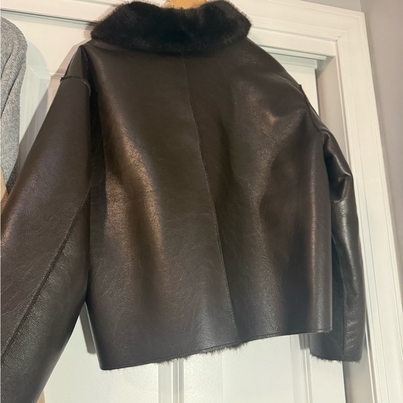 Zara Reversible Leather Faux Fur Jacket - Picture 3 of 5